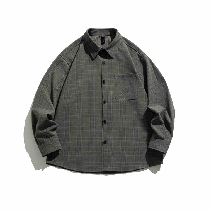 Herren Boxy Glencheck-Hemdjacke mit verlängertem Saum und aufgesetzter Brusttasche Echoarchiv