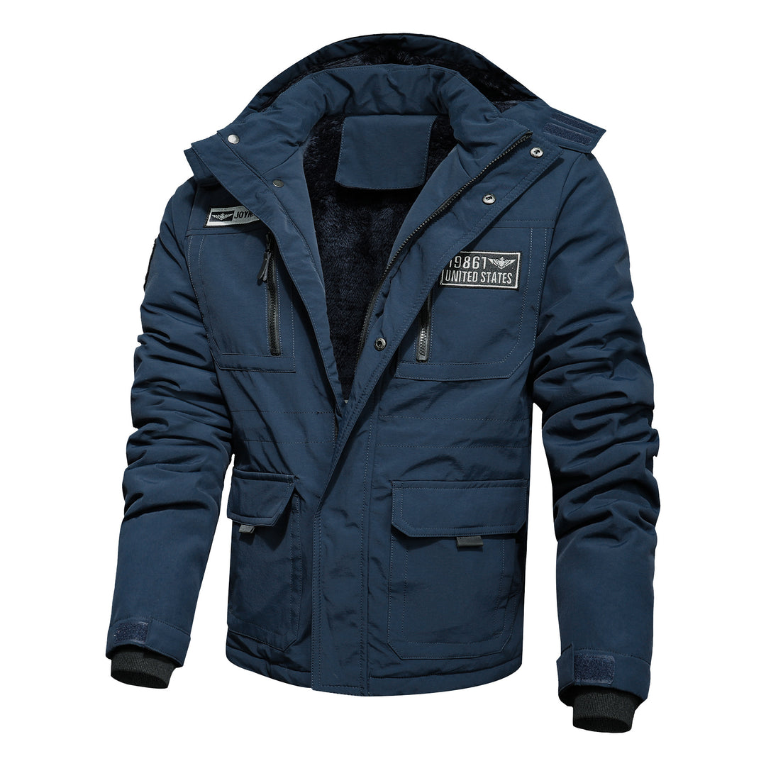 Herren wasserabweisender Utility-Parka mit Teddyfutter, Kapuze und Multifunktionstaschen Echoarchiv