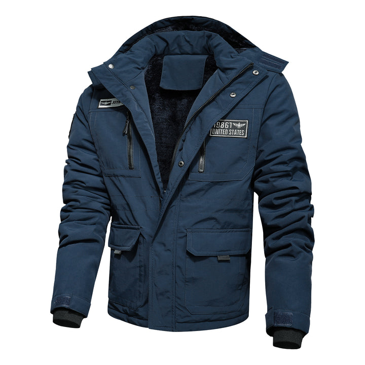 Herren wasserabweisender Utility-Parka mit Teddyfutter, Kapuze und Multifunktionstaschen Echoarchiv