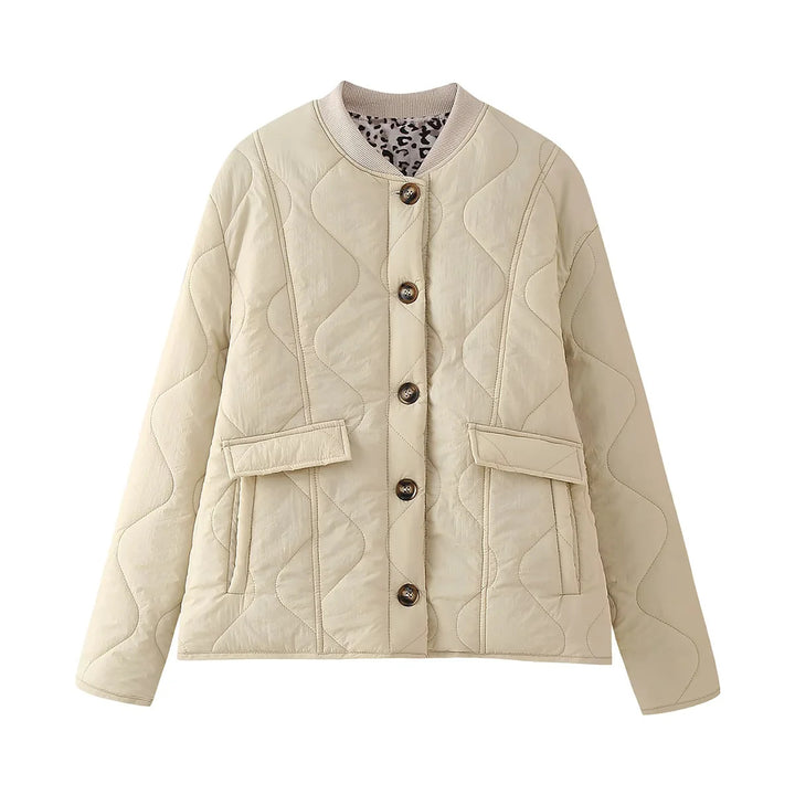 Damen nan gesteppte Übergangsjacke mit Rippkragen und Pattentaschen Echo Archiv