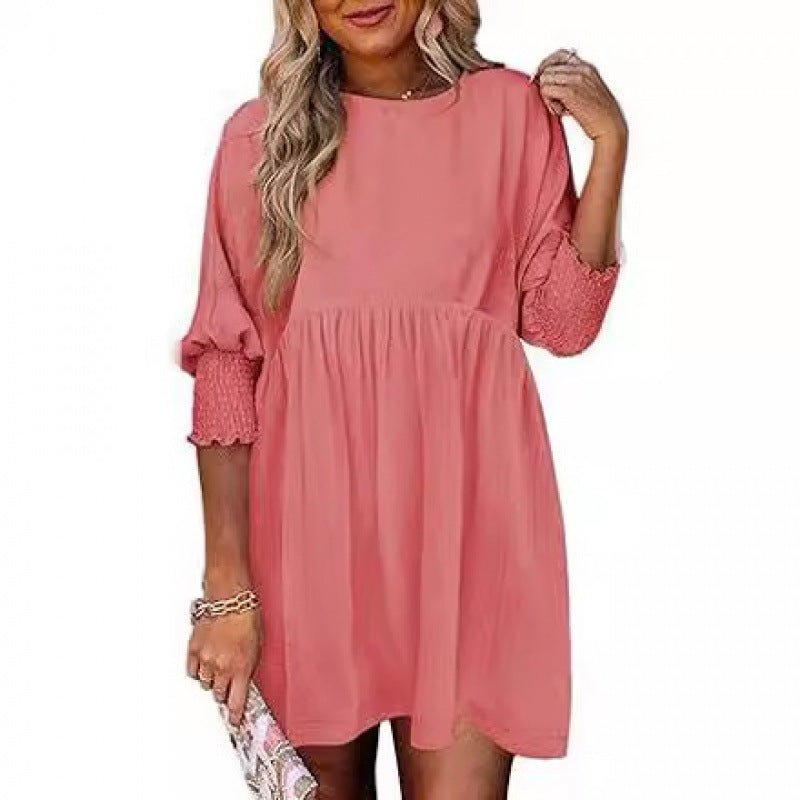 Damen Lockeres Babydoll-Kleid mit Ballonärmeln und geraffter Taille Echo Archiv