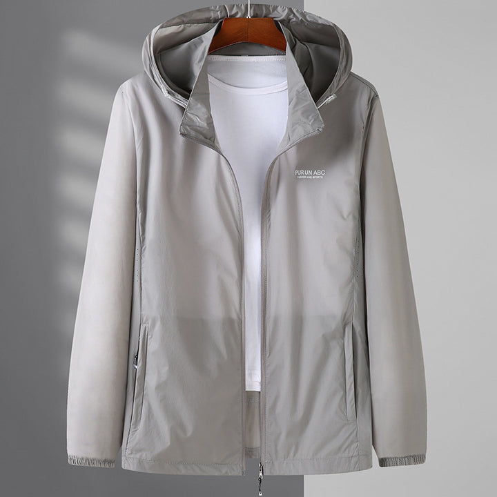 Herren Ultraleichte Packbare Kapuzen-Outdoorjacke mit Zwei-Wege-Reißverschluss – Taviero