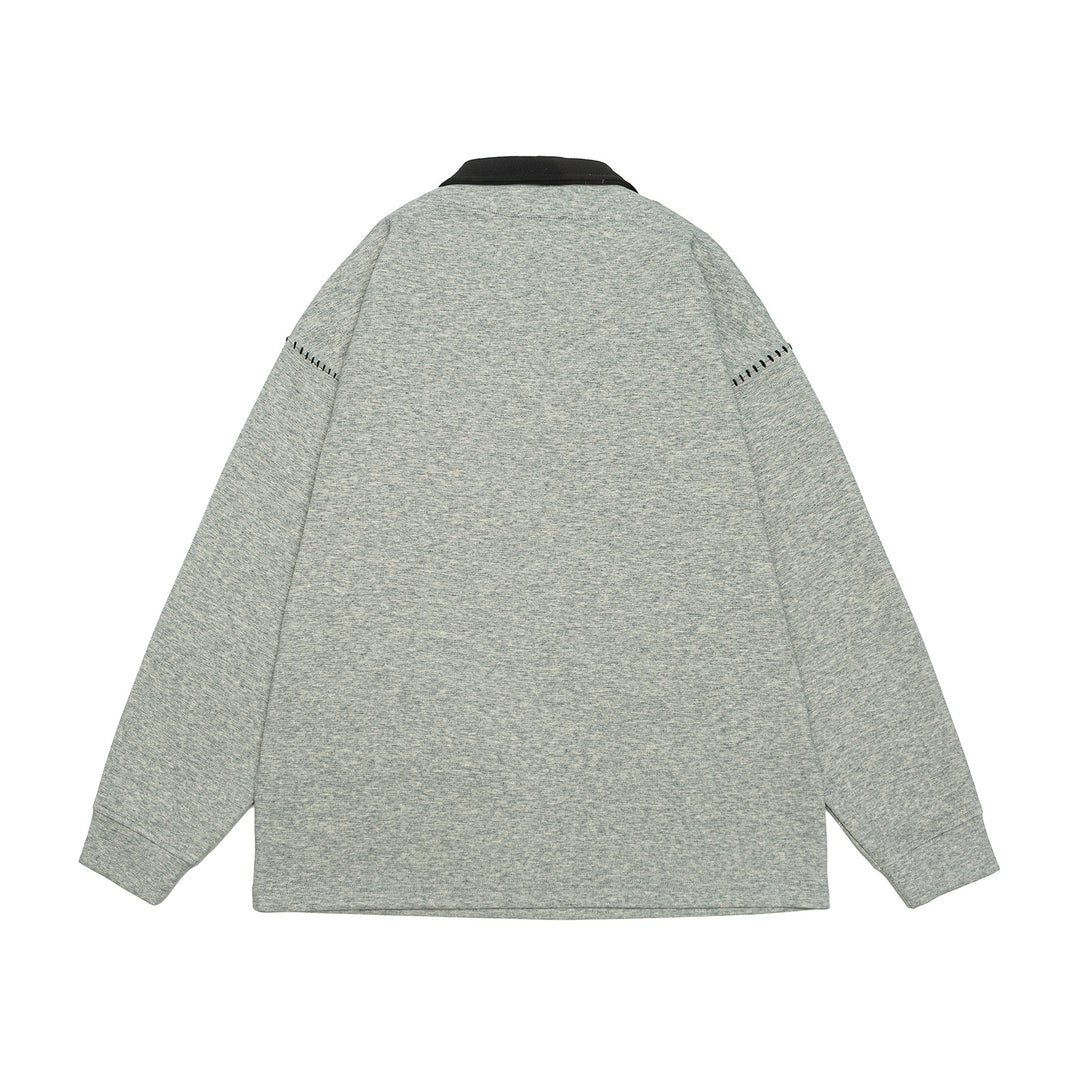 Unisex Oversize Polokragen-Sweatshirt mit Kontrastkragen und Zierperforation Echoarchiv