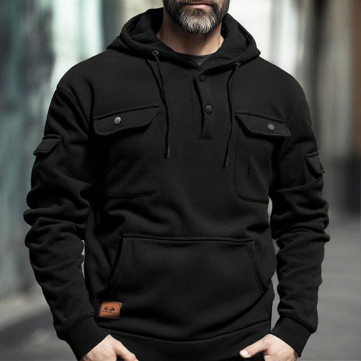 Herren Fleece-Hoodie mit praktischen Brusttaschen Echoarchiv