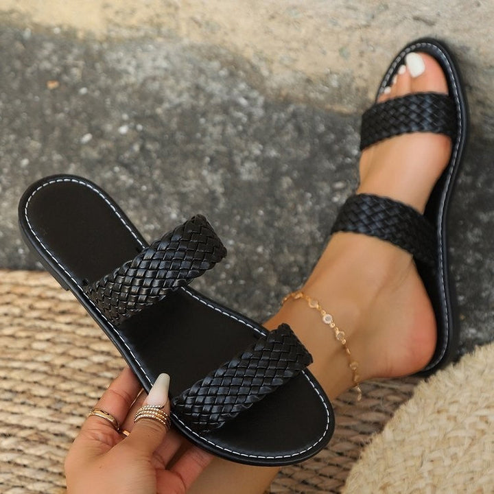 Damen Geflochtene Riemchen-Sandalen mit komfortablem Fußbett und rutschfester Sohle Echoarchiv