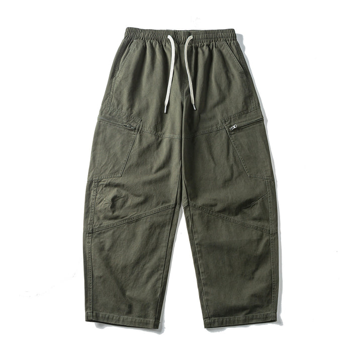 Herren Cropped Cargo-Hose mit elastischem Bund, Tunnelzug und Reißverschlusstaschen Echoarchiv