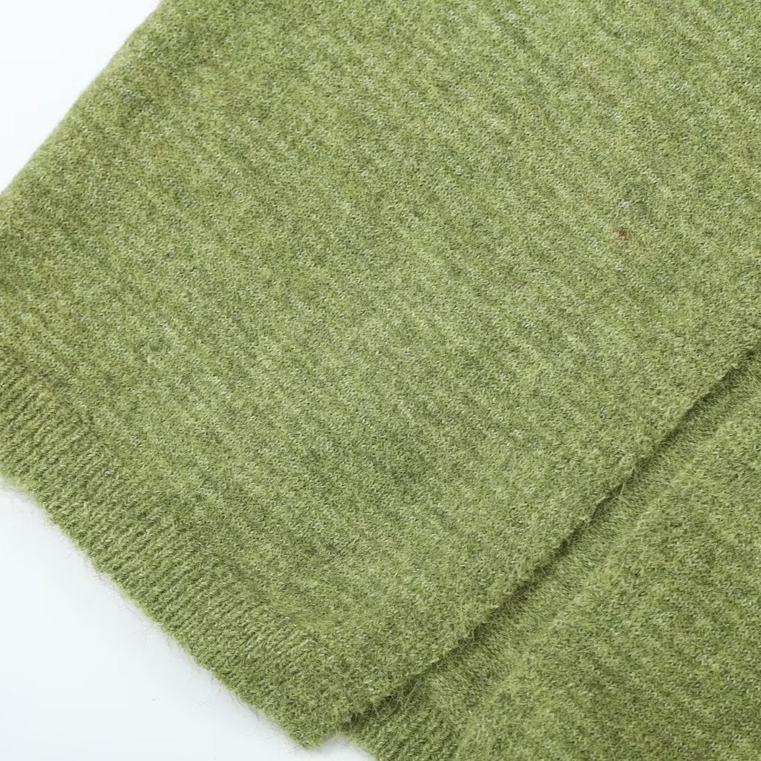 Damen Oversize Strickcardigan mit Ballonärmeln und gestreifter Einfass-Knopfleiste Echoarchiv