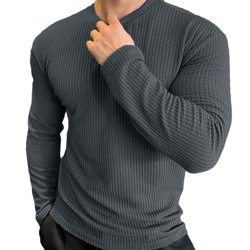 Herren körperbetontes Langarmshirt mit strukturiertem Design Echoarchiv