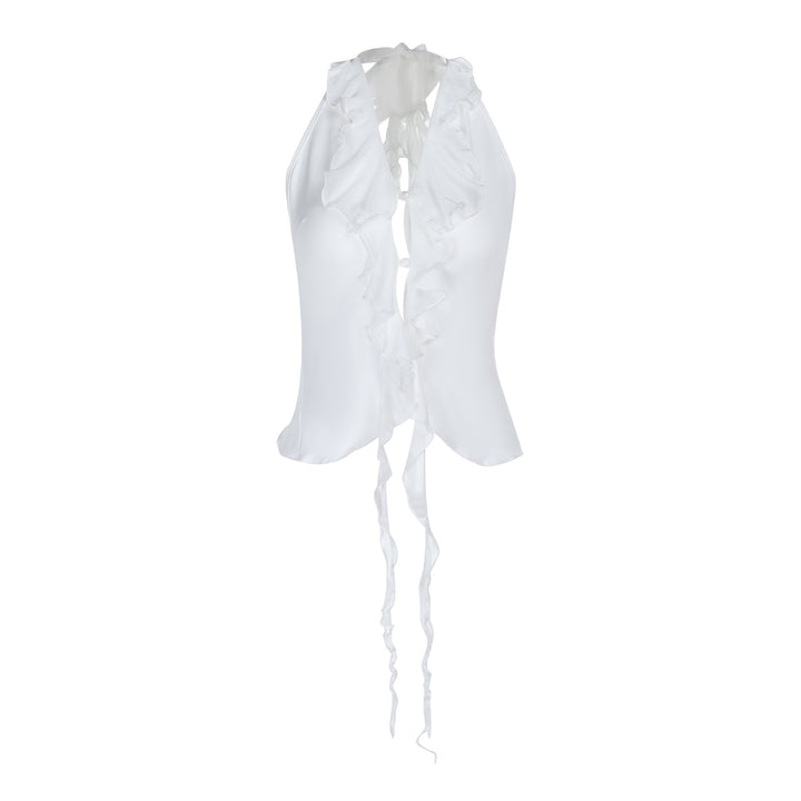 Damen Elegantes Rüschenoberteil mit tiefem V-Ausschnitt Echo Archiv