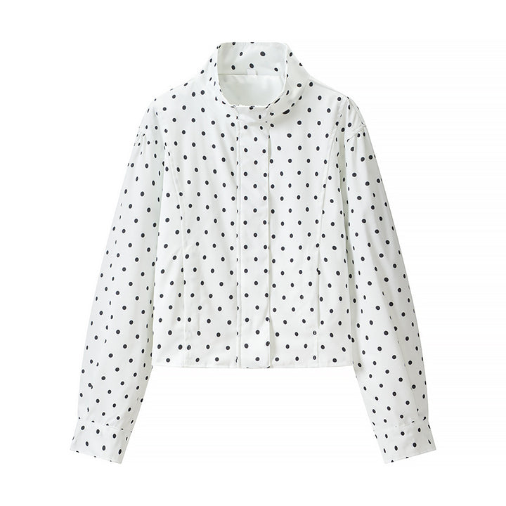 Damen Gepunktete Kurzjacke mit Stehkragen und verdeckter Druckknopfleiste Echo Archiv