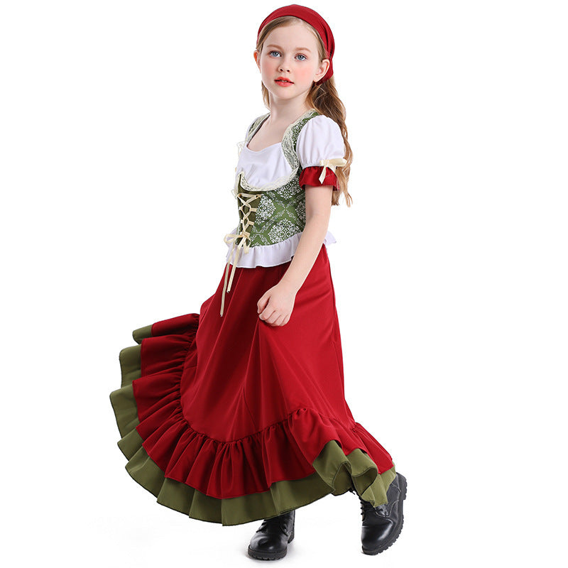 Damen nan traditionelles Trachtenkostüm Dirndl-Set mit geschnürtem Mieder und vollem Stufenrock Echo Archiv