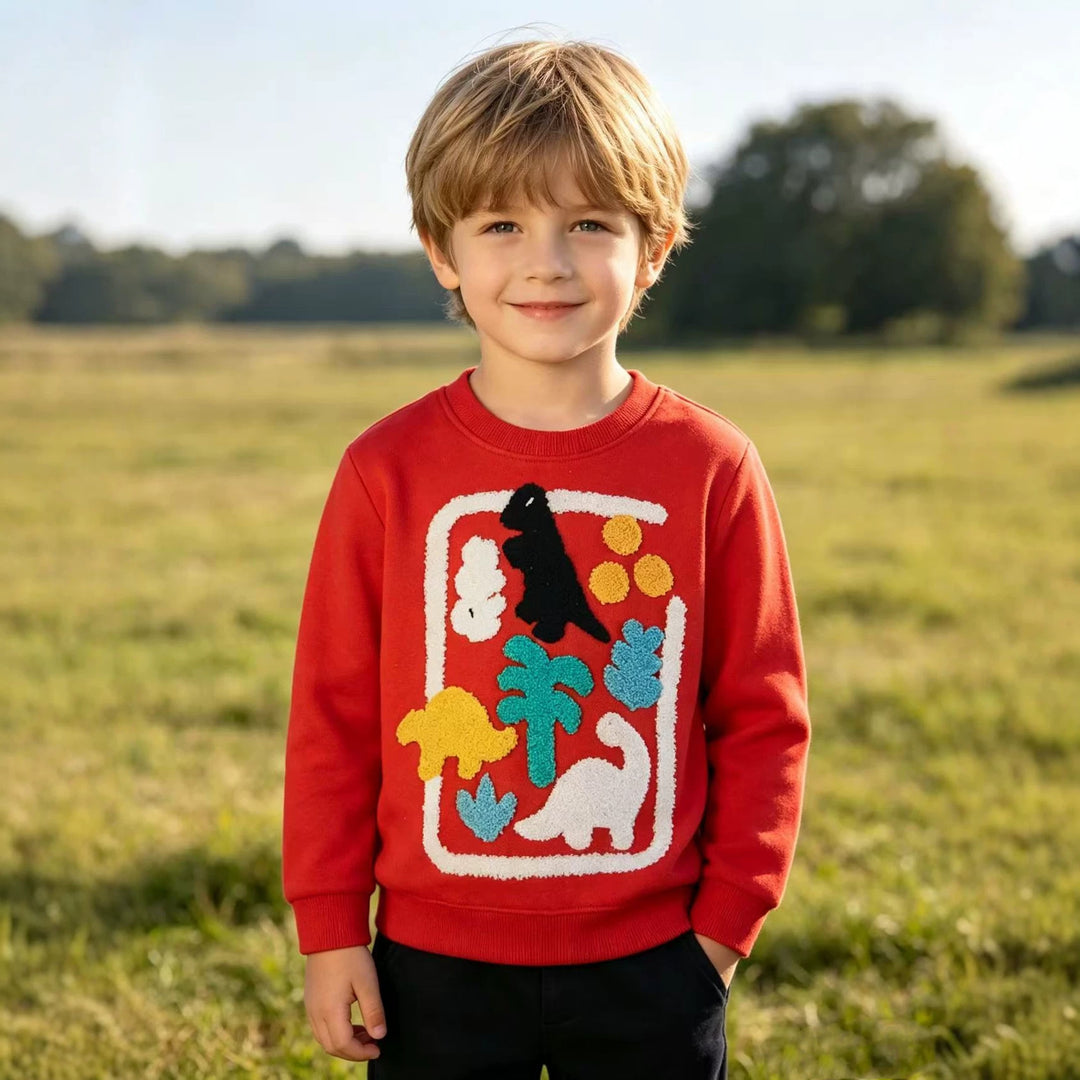 Jungen Sweatshirt mit buntem Dinosaurier-Applikationsdesign Echo Archiv