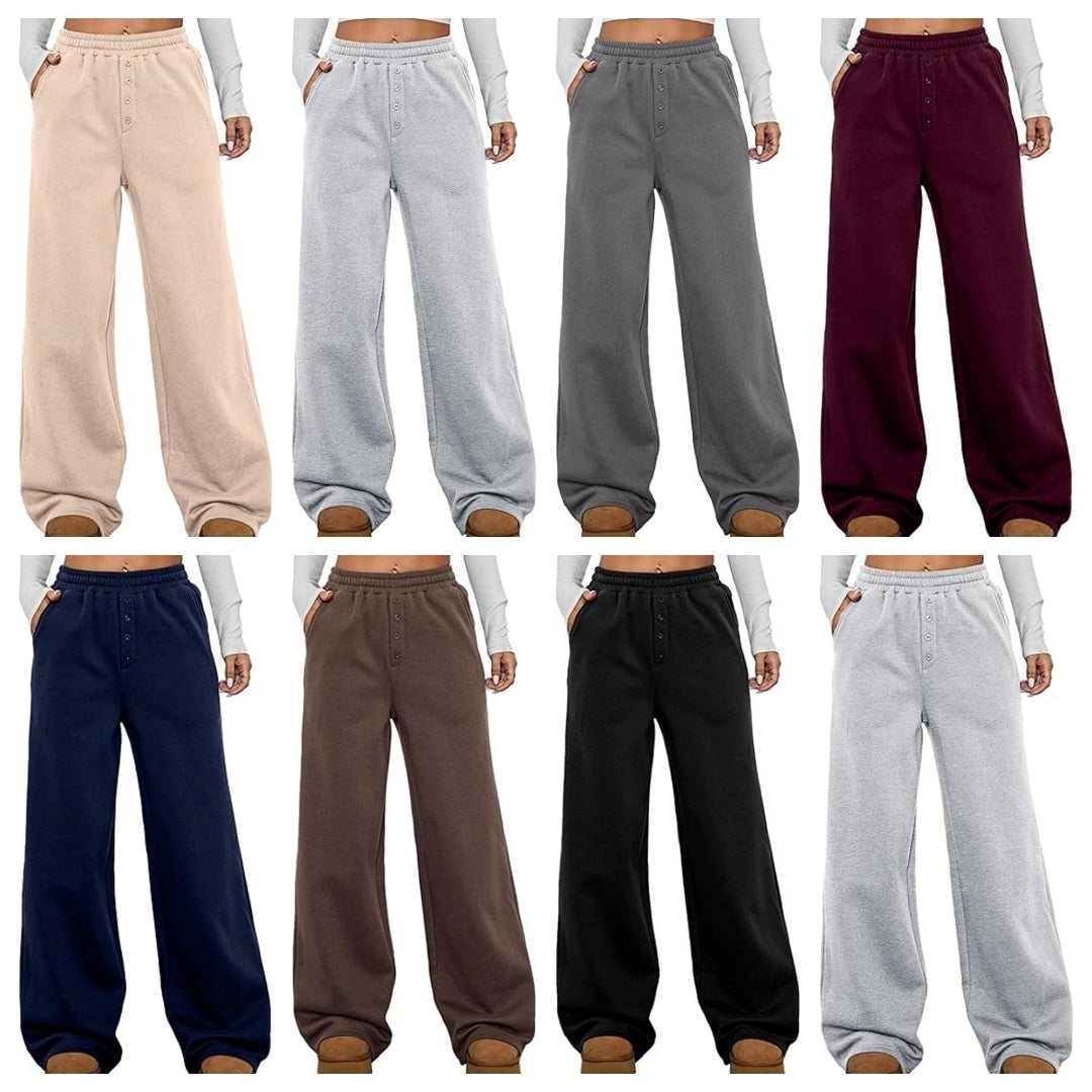 Damen Hochtaillierte Fleece-Loungehose mit weitem Bein Echo Archiv