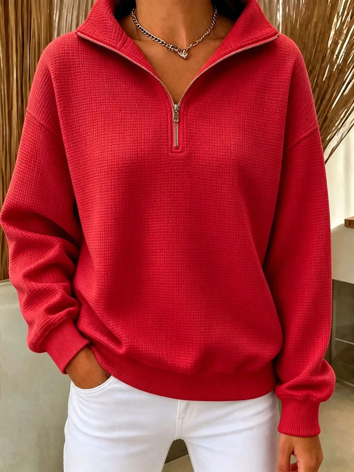 Damen Stepp-Fleece-Pullover mit halbem Reißverschluss und Stehkragen Echo Archiv