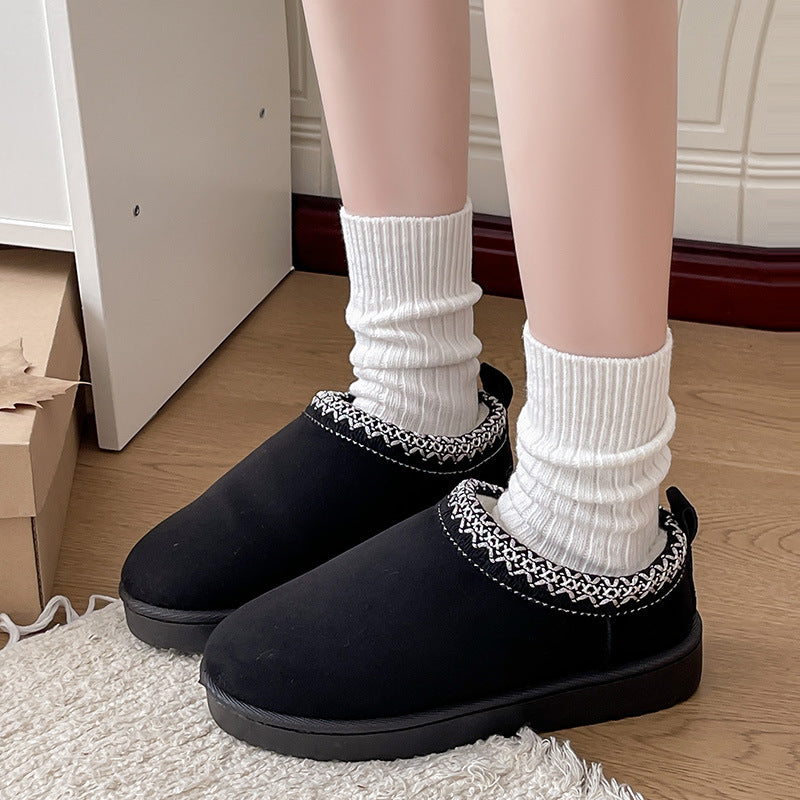 Damen Gefütterte Schlupf‑Hausschuhe im Bootie‑Stil mit Kunstfellfutter und dekorativer Zierborte Echo Archiv