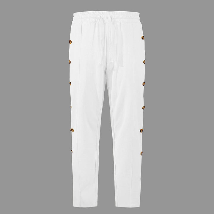 Herren Relaxed-Fit Freizeithose mit seitlichen Zierknopfleisten, elastischem Bund und Kordelzug Echoarchiv