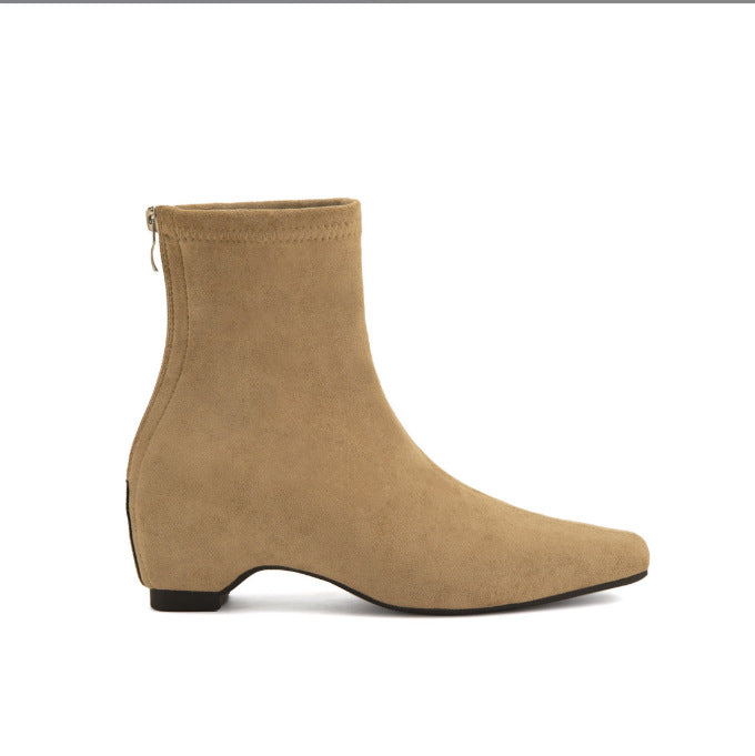 Damen Knöchelhohe Leder-Stiefelette mit quadratischer Zehenpartie, Mittelnähte und elastischem Schaft Echo Archiv
