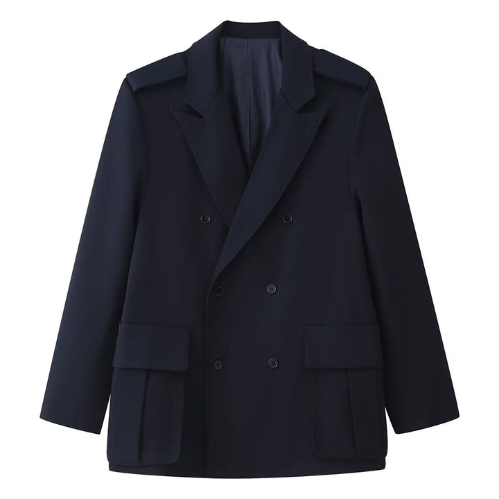 Damen Doppelreihiger Oversize-Blazer-Mantel mit Epauletten und großen Klappentaschen Echo Archiv