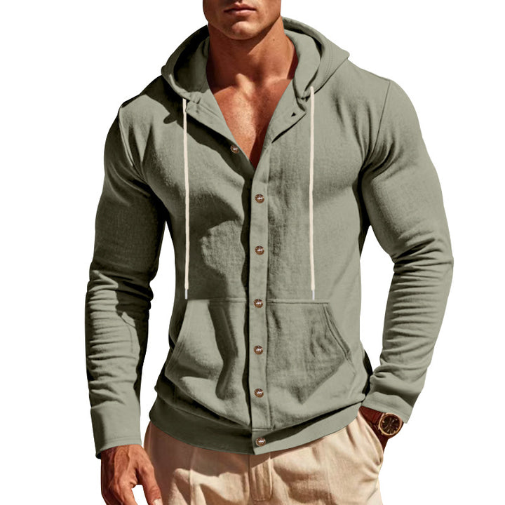 Herren lässiger Kapuzenpullover mit Knopfleiste und praktischen Taschen Echoarchiv
