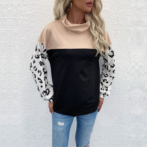 Damen Oversize-Pullover mit Schalkragen, Colourblock und Ballonärmeln Echoarchiv