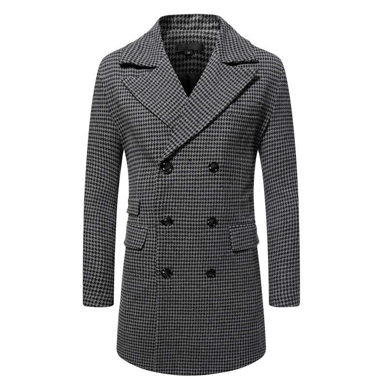 Herren eleganter Karoblazer mit doppelter Knopfleiste und stylischem Innenfutter Echoarchiv