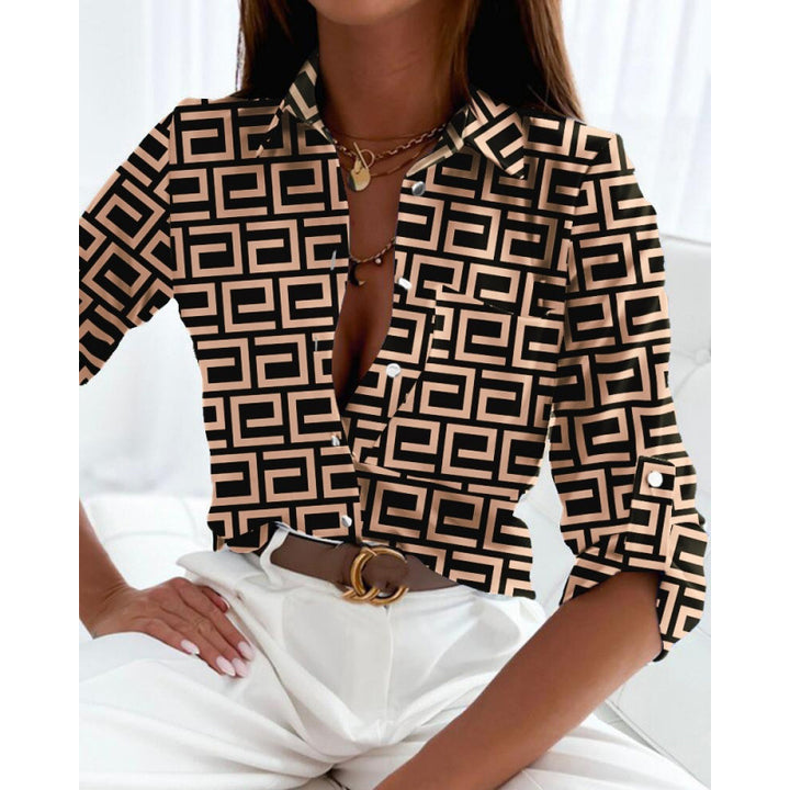 Damen modische Bluse mit künstlerischem Linienstil Echo Archiv