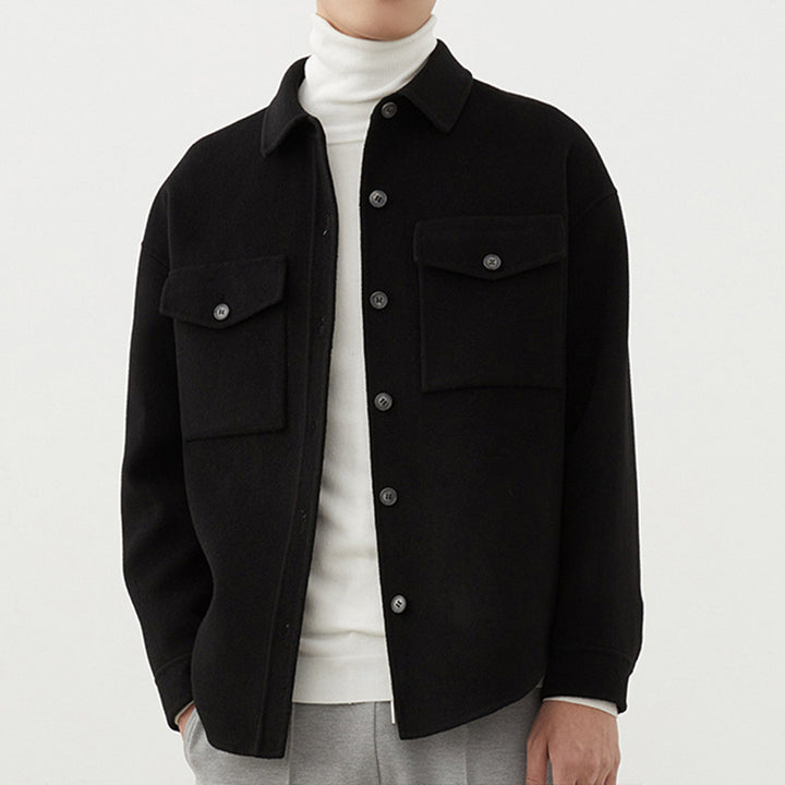 Herren Weiche Wollmix-Hemdjacke im Boxy-Schnitt Echoarchiv