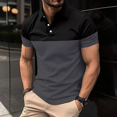 Herren Polo-Shirt mit moderner Farbblockgestaltung Echoarchiv