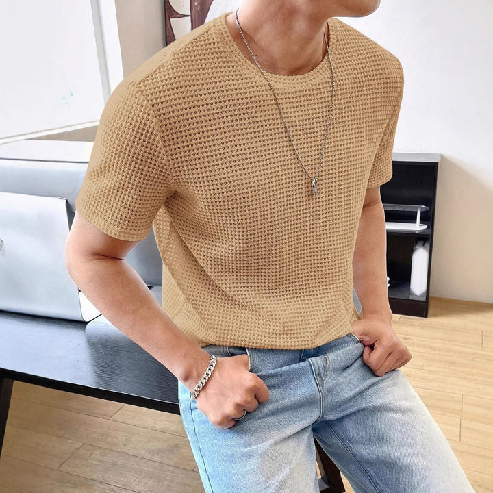 Herren lässiges Struktur-T-Shirt aus atmungsaktivem Material Echoarchiv