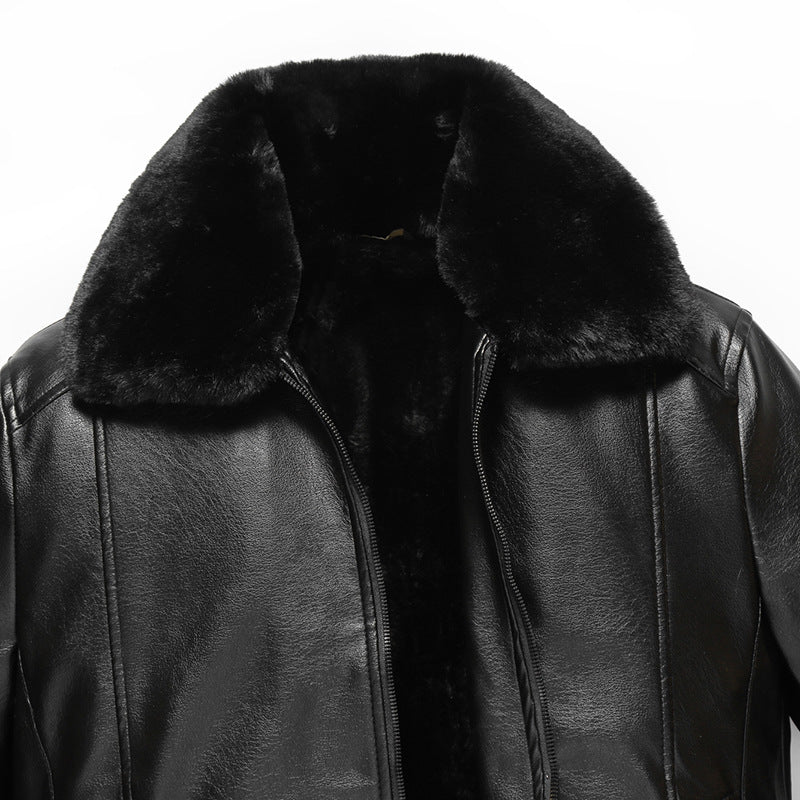 Herren warme Lammlederjacke mit gefüttertem Kragen Echoarchiv