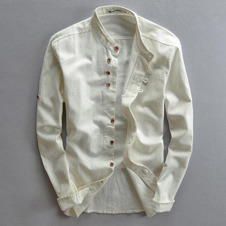 Herren Leichtes Leinen‑Overshirt mit Stehkragen und dekorativer Knopfleiste Echo Archiv