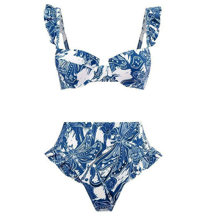 Damen Bikini-Set mit eleganter Rüschendetailierung und stylischem Überrock Echo Archiv