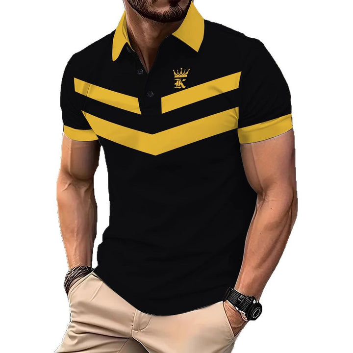 Herren Poloshirt mit dynamischem V-Ausschnitt und stylishem Farbblockdesign Echoarchiv
