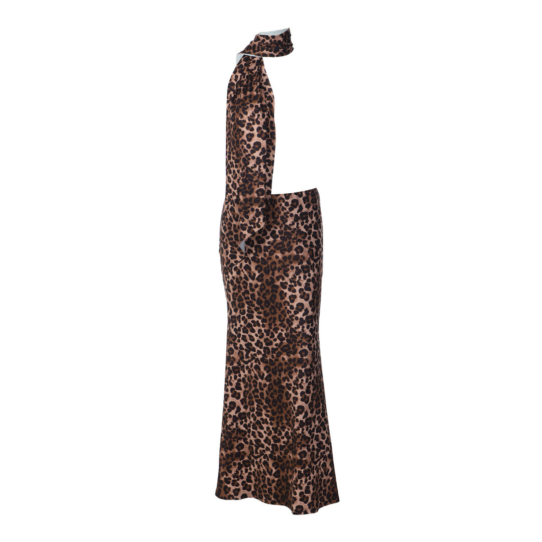Damen Maxikleid mit trendigem Leopardenmuster und schickem Schal Echo Archiv