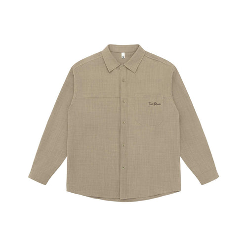 Unisex Leichte Hemdjacke im Overshirt-Stil aus Leinen-Baumwollmix mit Brusttasche und gerundetem Saum Echoarchiv