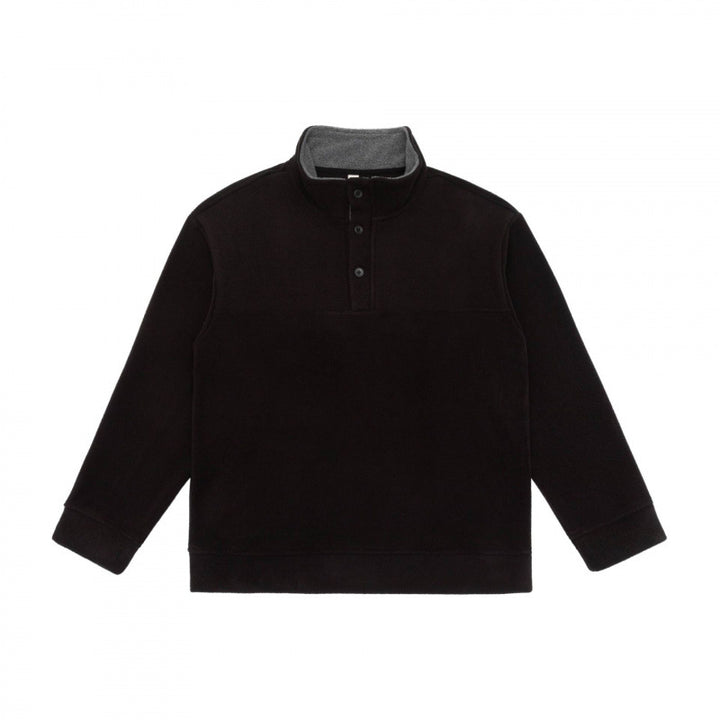 Unisex Henley-Fleecepullover mit kurzem Knopfverschluss, Stehkragen und Boxy‑Schnitt Echo Archiv