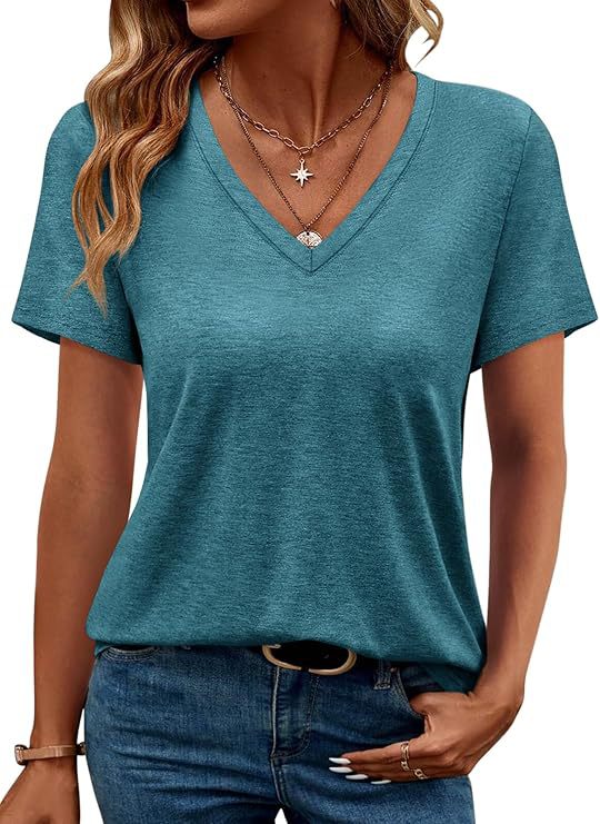 Damen V-Ausschnitt T-Shirt Aus Weichem Single Jersey Echoarchiv