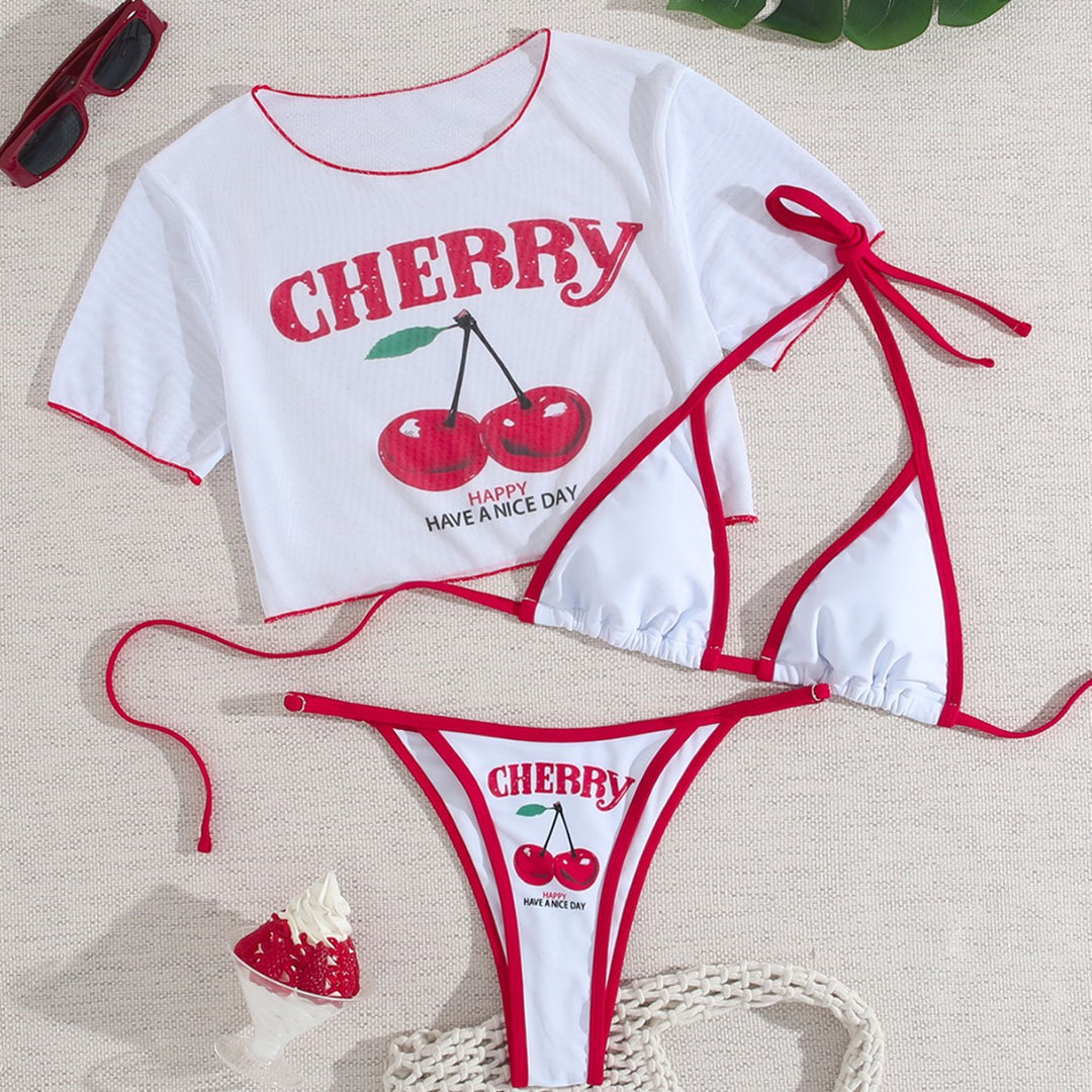 Damen Bikiniset mit kreativem Kirschen-Design Echo Archiv