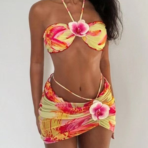 Damen Bikini-Set mit Blumenmuster und raffinierter Wickelrock Echo Archiv
