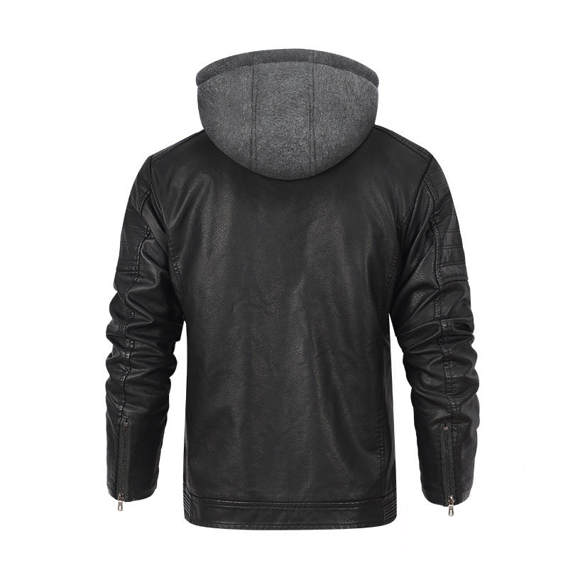 Herren Kunstlederjacke mit abnehmbarem Kapuzenfutter Echoarchiv
