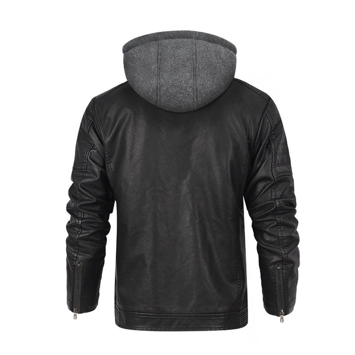 Herren Kunstlederjacke mit abnehmbarem Kapuzenfutter Echoarchiv