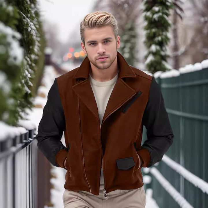 Herren modische Übergangsjacke mit kontrastierenden Ärmeln und praktischen Taschen Echoarchiv