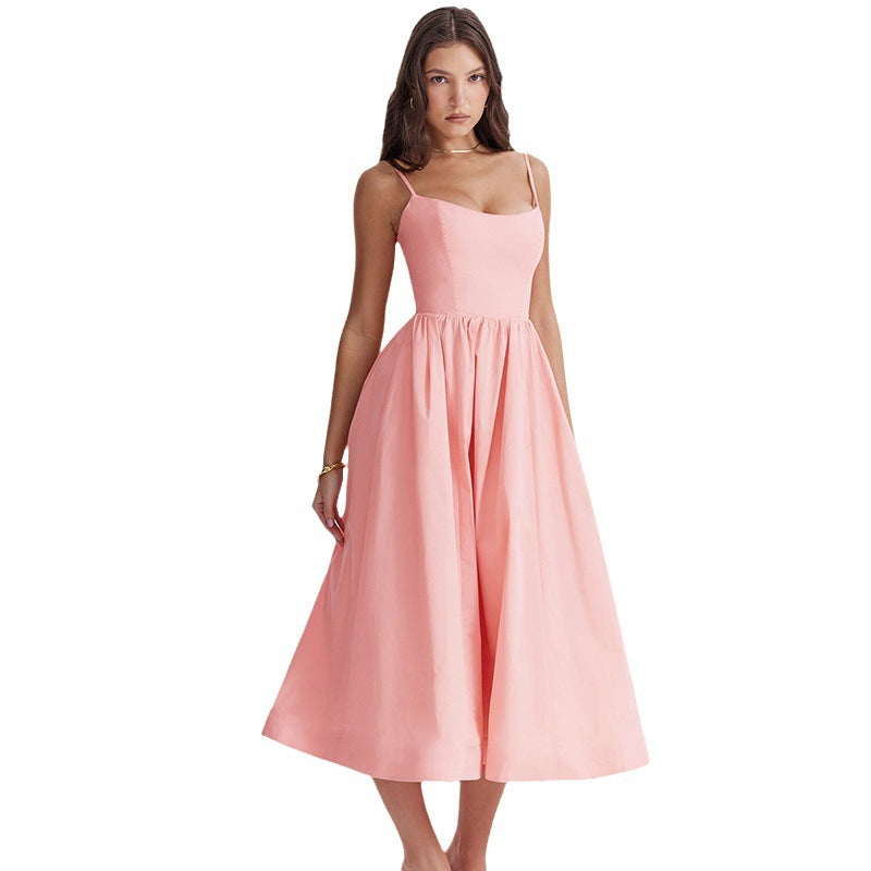 Damen Maxikleid mit schmalen Trägern und schwingendem Rock Echoarchiv