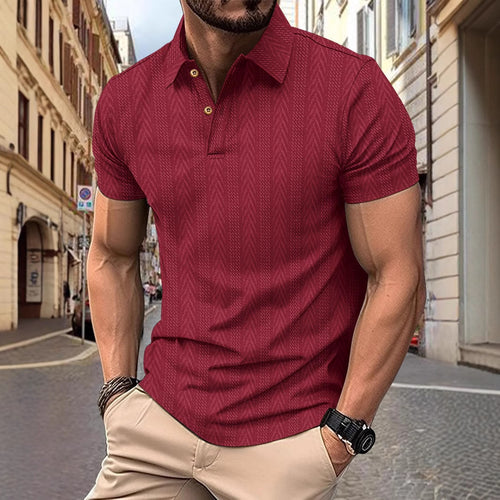 Herren Kurzarm Poloshirt mit strukturiertem Design und eleganter Knopfleiste Echoarchiv
