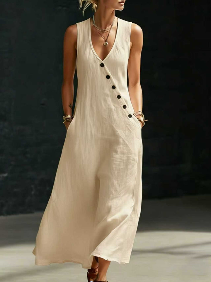 Damen Langarmkleid mit seitlichem Schlitz und Knopfdetails Echo Archiv