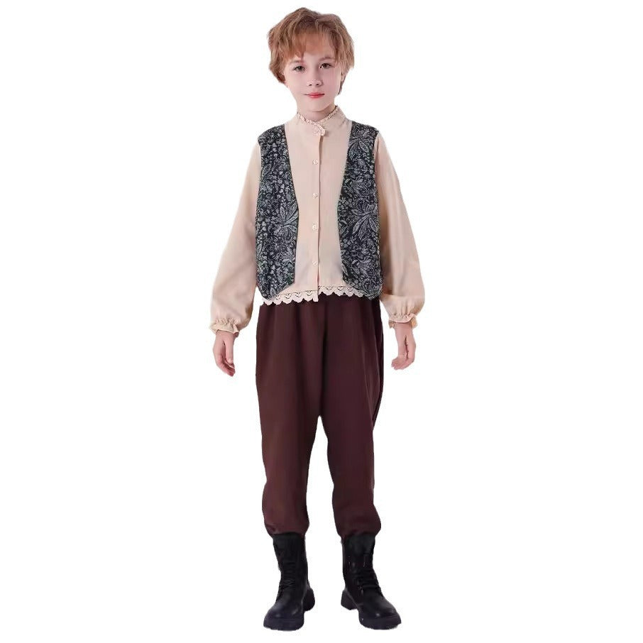 Unisex nan Kinderweste im Vintage Brokatstil mit floralem Jacquardmuster Echo Archiv