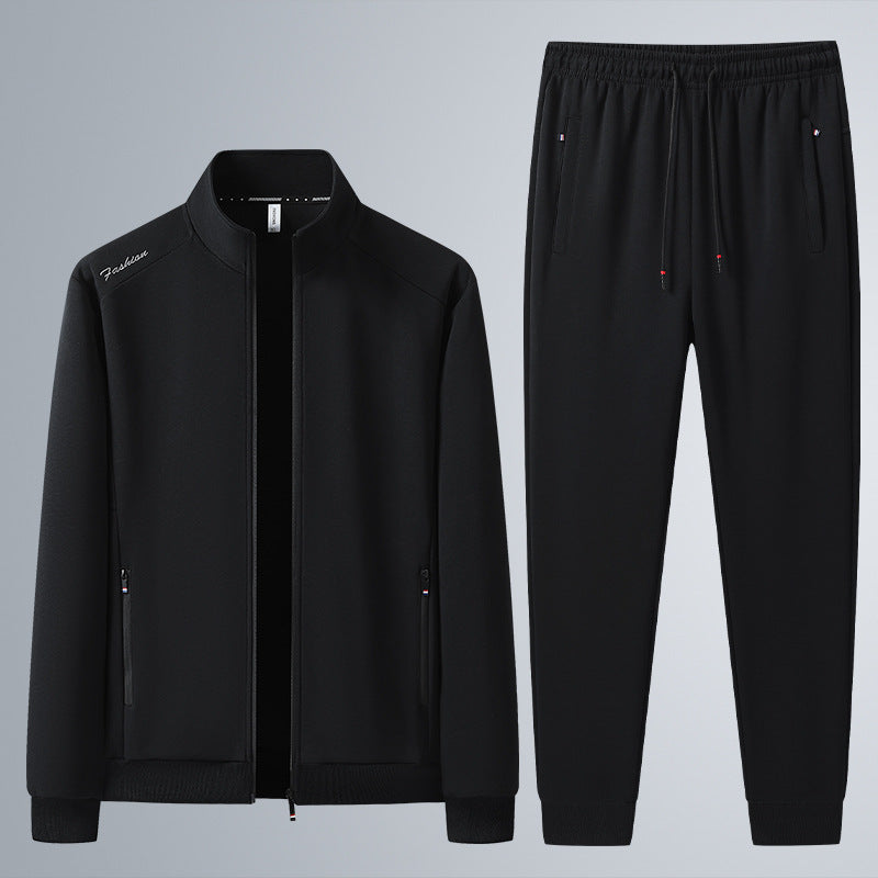 Herren Zweiteiliges Sport-Lounge-Set mit Stehkragen, verdecktem Reißverschluss & Kordelbund Echoarchiv