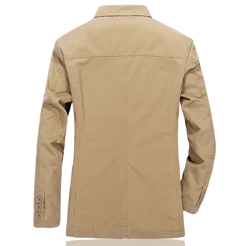 Herren Casual-Canvas-Sakko mit aufgesetzten Taschen und gestreiftem Innenfutter – Tianoro