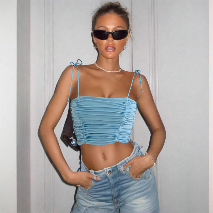 Damen Crop-Top mit Raffungen und verstellbaren Trägern Echo Archiv