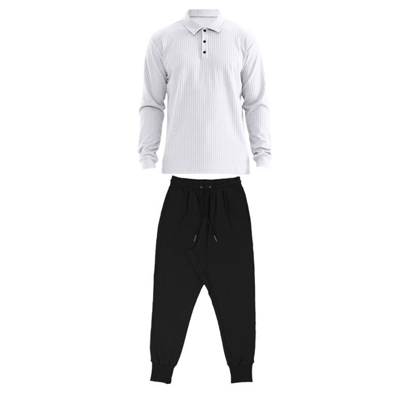 Herren Sportliches Langarm-Polo und Jogginghose Set Echoarchiv
